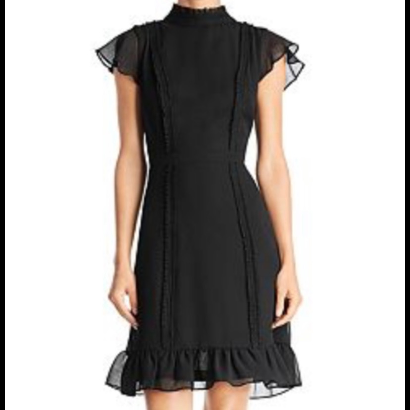 Adrianna Papell Textured Chiffon Ruffle Dress